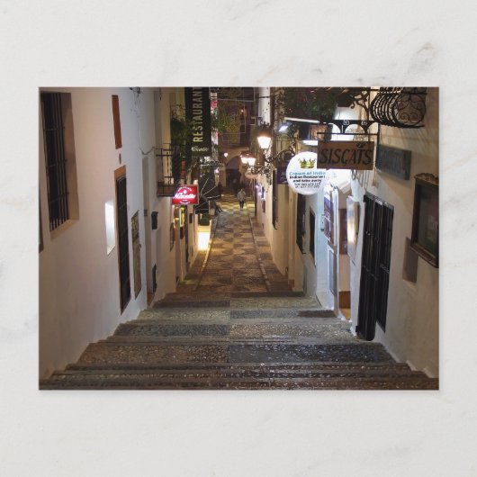 Calle de Altea con escalinata por la noche ポストカード (正面)