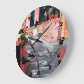 Calle Del San Miguel Painting by Alfred Fox ラージ壁時計 (傾斜)