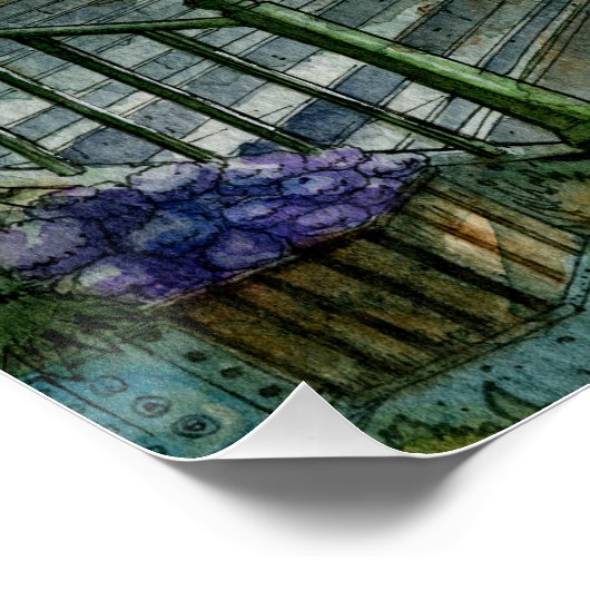 Callejón de Cuento de Hadas en Acuarela ポスター (コーナー)