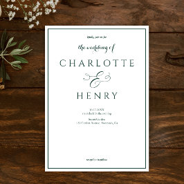 Callightgraphyエレガント Script Green & White 結婚's 招待状