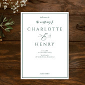 Callightgraphyエレガント Script Green & White 結婚's 招待状