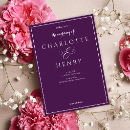 Callightgraphyエレガント Script Purple 結婚's 招待状