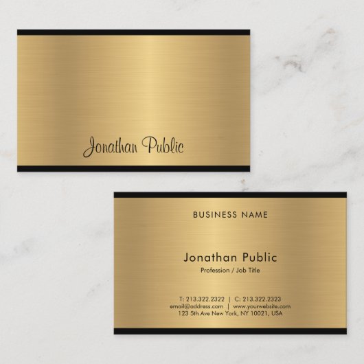 Calligraphedのモダンな魅力の金ゴールドの優秀な贅沢 名刺 (正面/裏面)