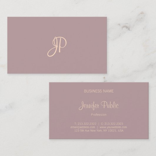 Calligraphed モダン モノグラムの Script(テンプレート書き込みスクリプト) 名刺 (正面/裏面)