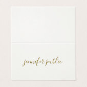 Calligraphed Script Cream White Gold Folded Luxury 名刺 (外部フラット)