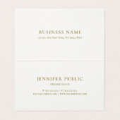 Calligraphed Script Cream White Gold Folded Luxury 名刺 (内部フラット)