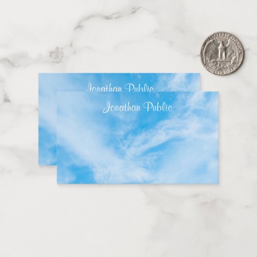 Calligraphed Script Name Blue Sky White Clouds ノートカード (正面/裏面インサイチュ)