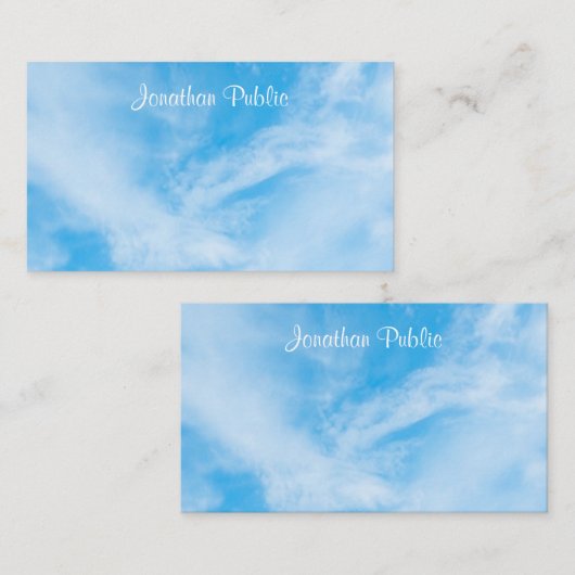 Calligraphed Script Name Blue Sky White Clouds ノートカード (正面/裏面)