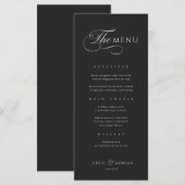 Calligraphic Elegant Black Wedding Menu メニュー (正面/裏面)