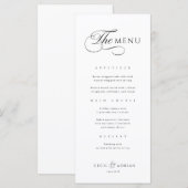 Calligraphic Elegant Black White Wedding Menu メニュー (正面/裏面)