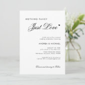 Calligraphy ハート シンプルな愛の結婚式 招待状 (スタンド正面)