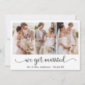 Calligraphy 3 Photo Heart We Got Married 案内状 (正面)