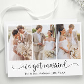 Calligraphy 3 Photo Heart We Got Married 案内状