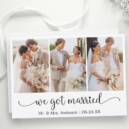 Calligraphy 3 Photo Heart We Got Married 案内状