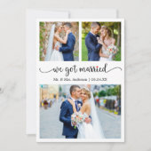 Calligraphy 3 Photo Red Heart We Got Married 案内状 (正面)