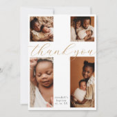 Calligraphy 4 Photo Collage Cross Baptism サンキューカード (正面)