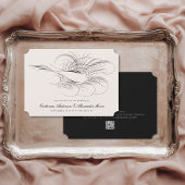 Calligraphy Bird Vintage Illustration Wedding セーブザデート