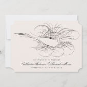 Calligraphy Bird Vintage Illustration Wedding セーブザデート (正面)