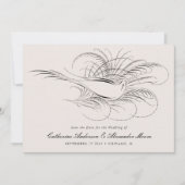 Calligraphy Bird Vintage Illustration Wedding セーブザデート (正面)