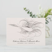 Calligraphy Bird Vintage Illustration Wedding セーブザデート (スタンド正面)