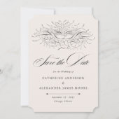 Calligraphy Bird Vintage Illustration Wedding Save セーブザデート (正面)