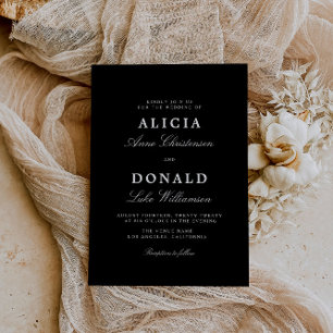calligraphy black and white wedding invitation 招待状