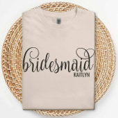 Calligraphy Black Script Bridesmaid Bachelorette Tシャツ