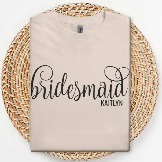 Calligraphy Black Script Bridesmaid Bachelorette Tシャツ