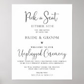 Calligraphy Black Wedding Unplugged Ceremony ポスター (正面)