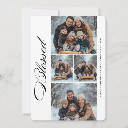 Calligraphy Blessed 4 Photo Religious Christmas シーズンカード (正面)