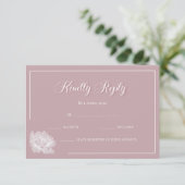 Calligraphy Blush Pink White Floral Wedding  出欠カード (スタンド正面)