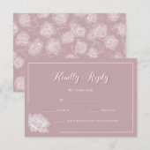 Calligraphy Blush Pink White Floral Wedding  出欠カード (正面/裏面)