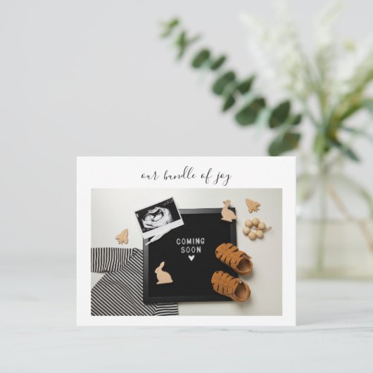 Calligraphy Bundle of Joy Baby Announcement Card サンキューカード (スタンド正面)