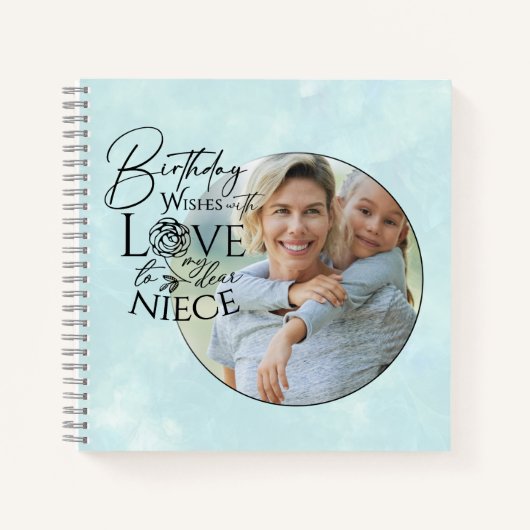 Calligraphy Custom Photo Birthday For  Niece ノートブック (正面)