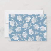 Calligraphy Dusty Blue White Floral RSVP Wedding  ノートカード (裏面)