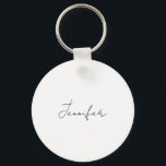 Calligraphy Elegant Black White Plain Simple Name キーホルダー<br><div class="desc">Looking for a beautiful calligraphy with an aesthetic handwriting? This simple,  eye-catching design is for you. This product immediately impresses those who see it. The fine and tasteful design will immediately reflect the quality of your relationship and family.</div>