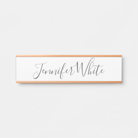 Calligraphy Elegant Bold Retro Gray White Name サインプレート (正面)