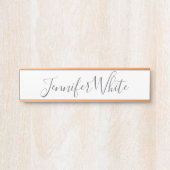 Calligraphy Elegant Bold Retro Gray White Name サインプレート (正面)