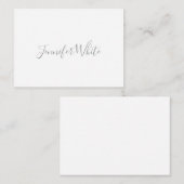 Calligraphy Elegant Bold Retro Gray White Name ノートカード (正面/裏面)