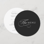 Calligraphy Elegant Circle Black Wedding Menu メニュー (正面/裏面)