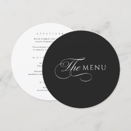 Calligraphy Elegant Circle Black Wedding Menu メニュー