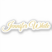 Calligraphy Elegant Gold & White Bold Retro Name シール (正面)