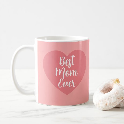 Calligraphy Elegant Pink Template Best Mom Ever コーヒーマグカップ (ドーナツ)