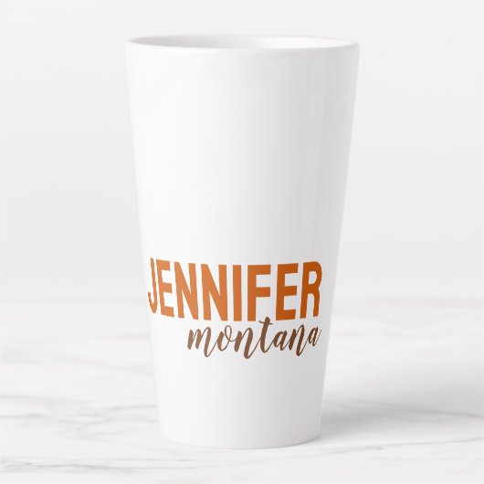 Calligraphy Elegant Plain Add Own Name カフェラテマグ (正面)