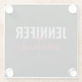 Calligraphy Elegant Plain Add Own Name ガラスコースター (裏面)