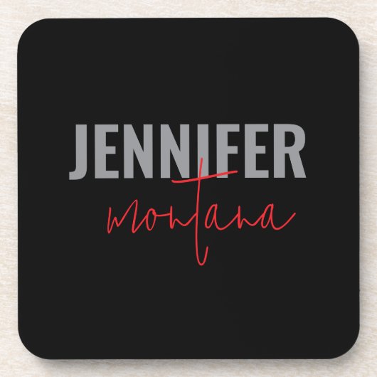 Calligraphy Elegant Plain Add Own Name コースター (正面)