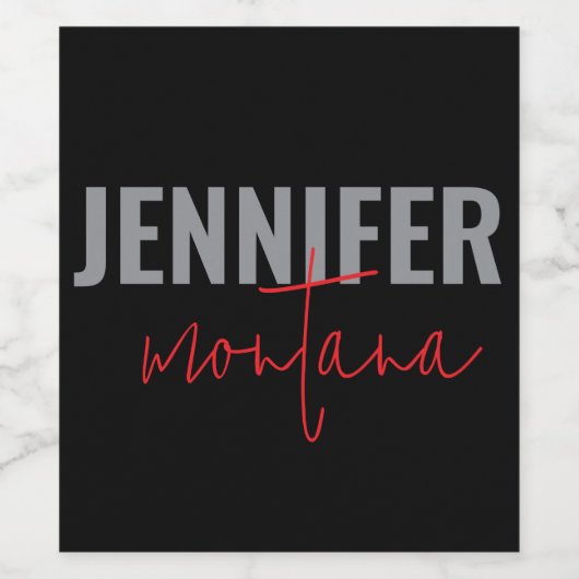 Calligraphy Elegant Plain Add Own Name ワインラベル (シングルラベル)