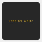 Calligraphy Elegant Retro Gold & Black Name スクエアシール (正面)