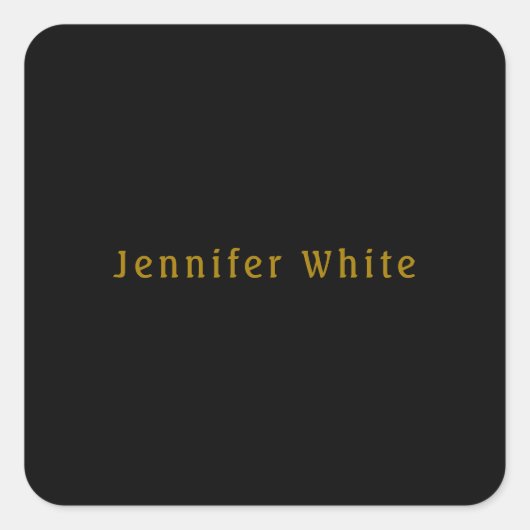 Calligraphy Elegant Retro Gold & Black Name スクエアシール (正面)