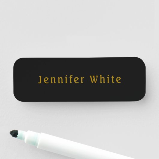 Calligraphy Elegant Retro Gold & Black Name 名札 (インサイチュ)